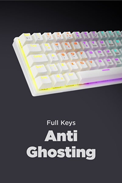 Rampage Ally K11 Beyaz 12 Işık Modlu Red Switch Mekanik Antighosting Bilek Destekli Gaming Oyuncu Klavyesi