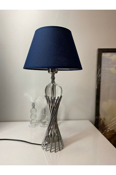 asellus Misbah Twist Lampshade Table Lamp with Crystal Glass Chrome Plated (Silver Color), Lampshade