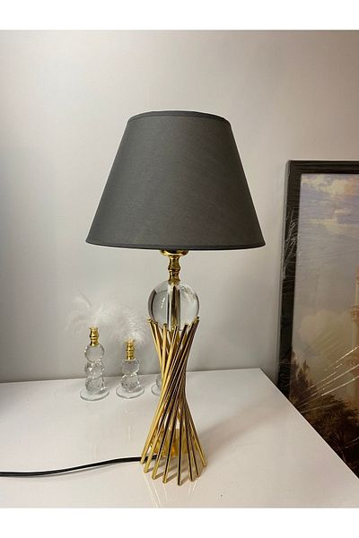 asellus Misbah Twist Lampshade Table Lamp Crystal Glass Gold Plated, Lampshade