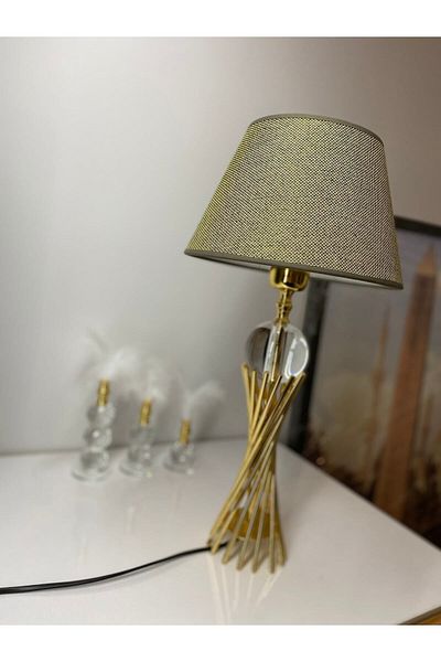 asellus Misbah Twist Lampshade Table Lamp Crystal Glass Gold Plated, Lampshade