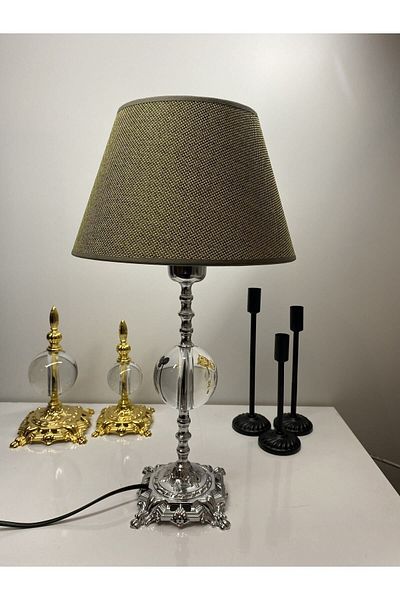 asellus Safderun Series Crystal Glass Lampshade, Chrome (silver) Table Lamp, Lux Lampshade, Home Gift Aba