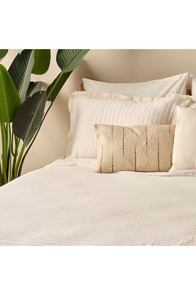 Bella Maison 100% Cotton Vintage Double Bed Cover Set Cream (240X260 cm)