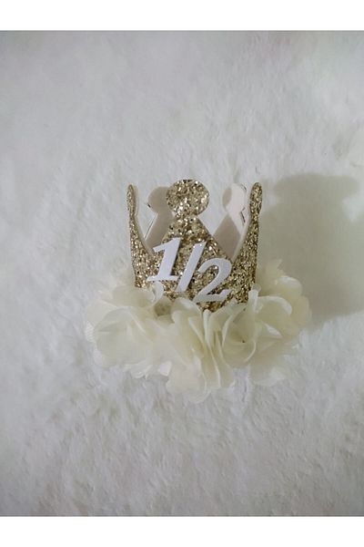 damlakids 1 Year Birthday Crown 1/2 Gold /ecru