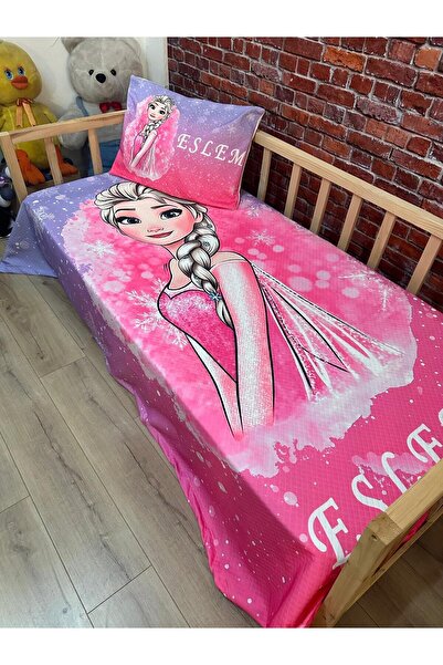 EVSEHOMES EVSHOMES PEMBE ELSA DİJİTAL BASKI KAPİTONE PİKE TAKIMI