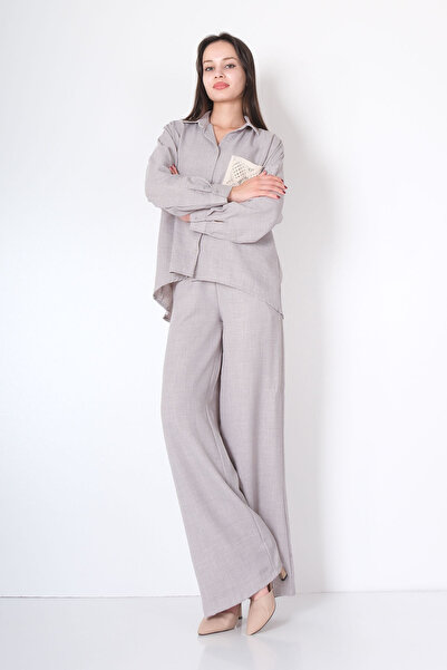 TOPSHOW طقم قميص كتان