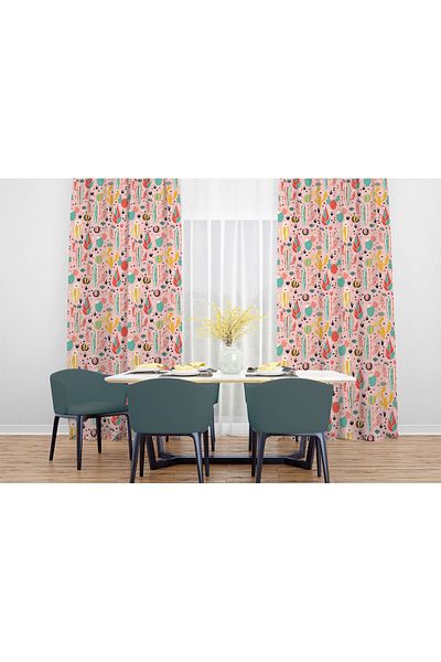 EVSEHOMES DIGITAL PRINTING PINK CACTUSS SINGLE WING PHONE CURTAIN