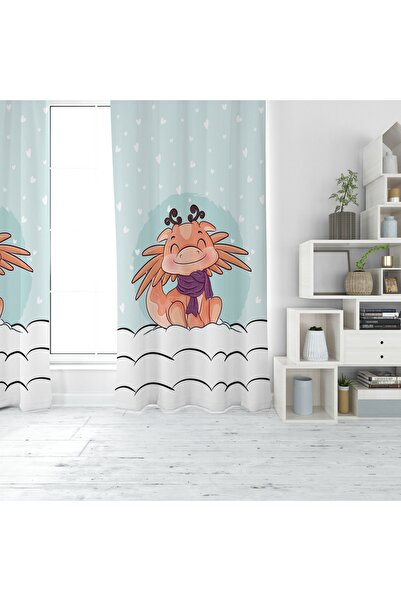 EVSEHOMES CUTE DINOSAUR PRINT DIGITAL PERDEAUĂ DE FOLOSĂ CU O ARIPI