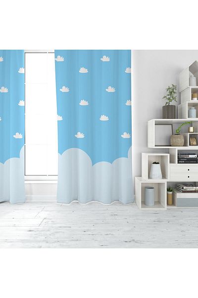 EVSEHOMES Cloud Digital Printing Single Wing Fon Curtain