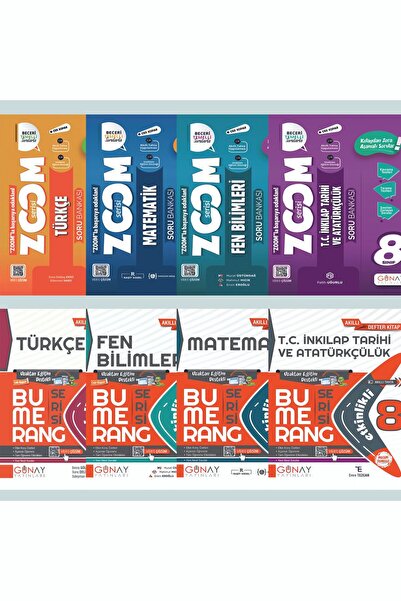 Günay Yayınları 8. Sınıf Zoom + Bumerang Serisi Türkçe + Matematik + Fen Bili...