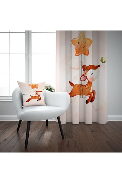 EVSEHOMES Flying Cute Deer Children's Room Single Wing Background Curtain Ef954