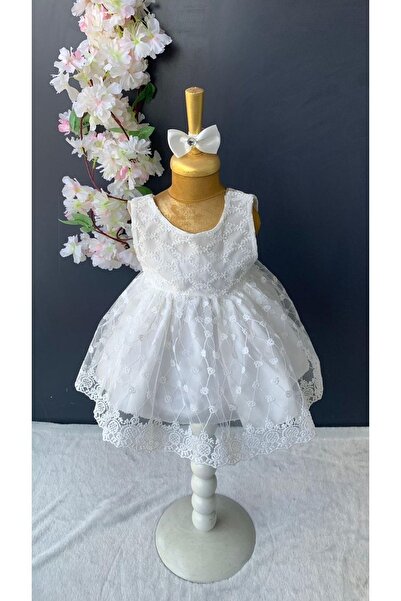 Petite Ponpon Baby Kız Bebek Yenidoğan Beyaz Gelinlik Mevlüt Elbisesi Külotlu...