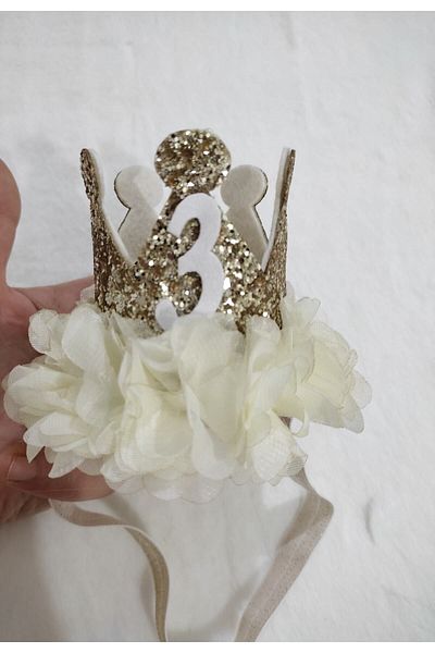 damlakids 3 Years Birthday Crown Gold