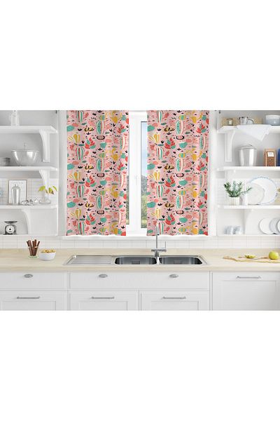 EVSEHOMES DIGITAL PRINTING PINK CACTUSS SINGLE WING PHONE CURTAIN