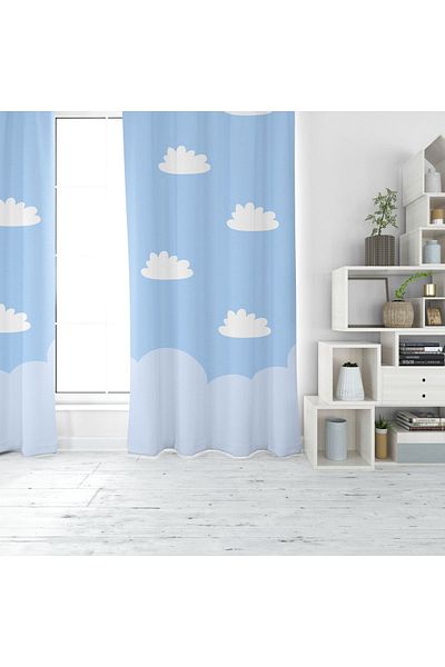EVSEHOMES Cloud Digital Printing Single Wing Fon Curtain