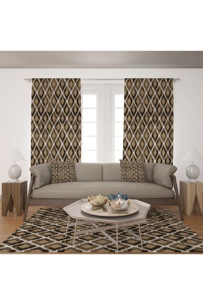 EVSEHOMES Cortina de fundal pentru camera de zi cu dungi maro (cu cadou)