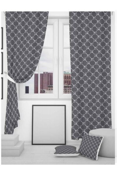 EVSEHOMES Evsehome Baklava Desen Mutfak Fon Perde (kırlent Hediyeli)