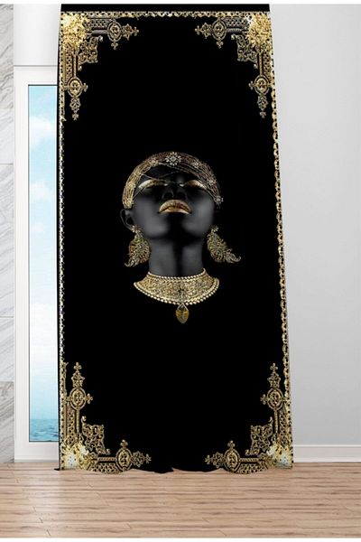 EVSEHOMES Cortina de fundal pentru salon de aur pentru femeie africană