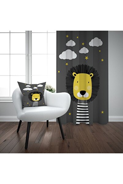 EVSEHOMES Starry Cloudy King Lion Children's Room Single Wing Background Curtain
