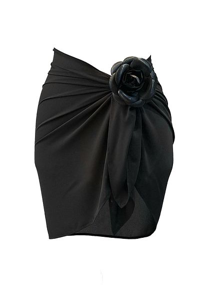 GODE , Chiffon Pareo with Rose Brooch Accessory