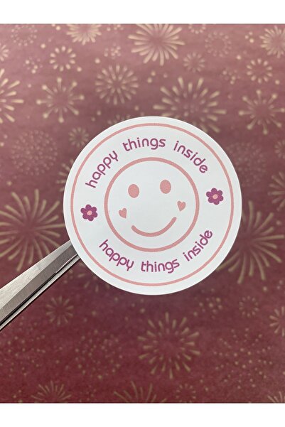 eylülün etiket fabrikası Happy Things Inside - Model rotund Autocolant opac /...
