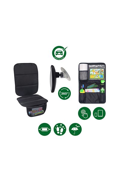 Been Baby Rearview Mirror + Car Seat Protector + Organizer Set with Tablet and Phone Holder
