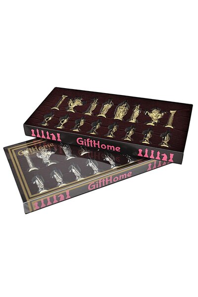 Gift Home Büyük Metal Parlak Ingiliz Figürlü Satranç Taşı