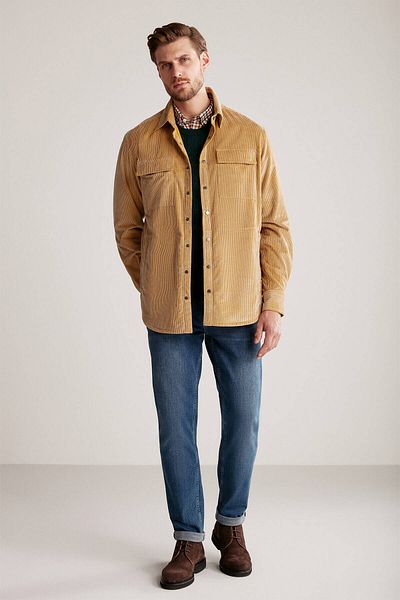 Hemington Yellow Velvet Shirt with Metal Buttons