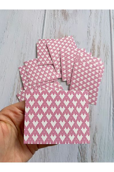 eylülün etiket fabrikası Valentine's Day Note / Thank You / Envelope Card 6,7-8,2 cmPink Heart - 30 Pieces