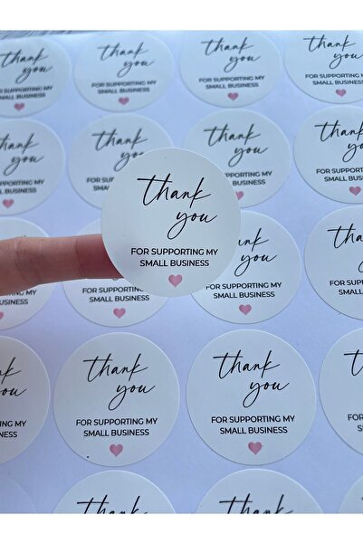 eylülün etiket fabrikası ملصق "شكرًا لك على دعم أعمالي الصغيرة" - ملصق غير شفاف - قطع دائري - 50 قطعة / 5 سم