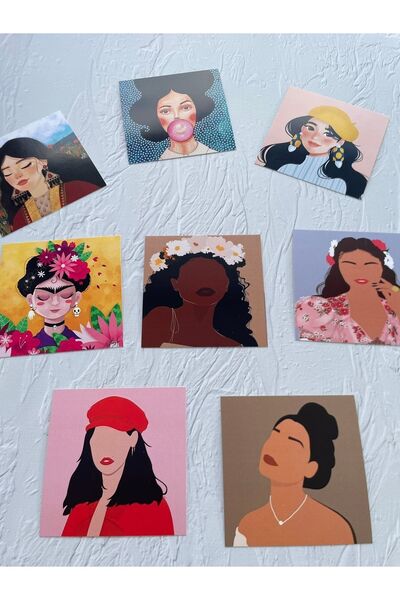 eylülün etiket fabrikası Kadın Figürlü Karışık 9 Model Küpe / Not /Bileklik K...