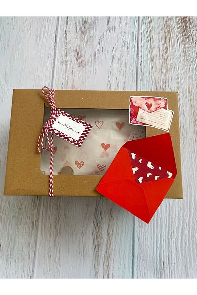 eylülün etiket fabrikası Valentine's Day Packing Set / Perforated Label, Card and Red Envelope Set - 20 pieces each