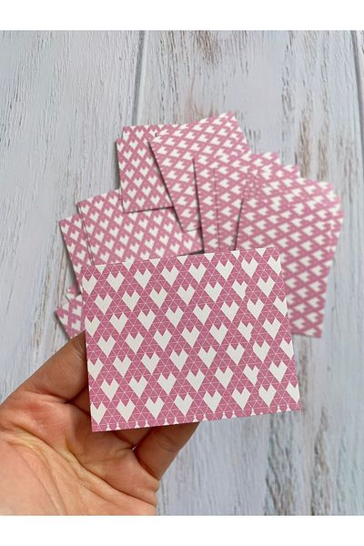 eylülün etiket fabrikası Valentine's Day Note / Thank You / Envelope Card 6,7-8,2 cmPink Heart - 30 Pieces
