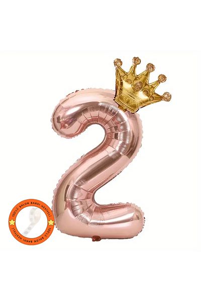 Konsept Sepeti Σετ γενεθλίων 2 ετών Rose Gold - King Crown με μπαλόνια και δώρο κεφαλόδεσμο