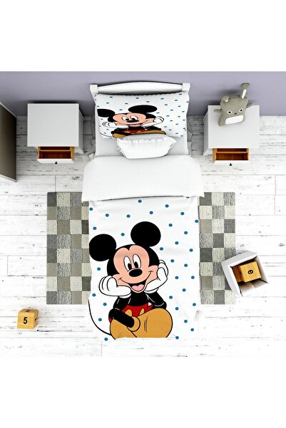 EVSEHOMES Mıckey Mini Fare Dijital Baskı Yatak Örtüsü Ve Yastık Kılıfı