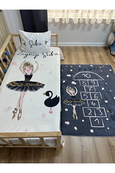 EVSEHOMES Balerin ve Kuğu Dijital Baskı Yatak Örtüsü ve Yastık Kılıfı