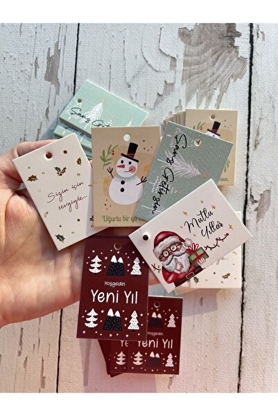 eylülün etiket fabrikası Felicitare de Anul Nou 6-4 Cm. Mixt 5 Modele / Model...