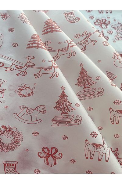 eylülün etiket fabrikası New Year's Themed Red Design Plush Paper - New Year's Pack - 10 Pieces - 70X50 Cm. Size