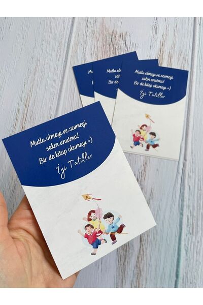 eylülün etiket fabrikası İyi Tatiller Temalı Tebrik - Bileklik - Hediye Kartı 9,5-13 cm. 30 Adet