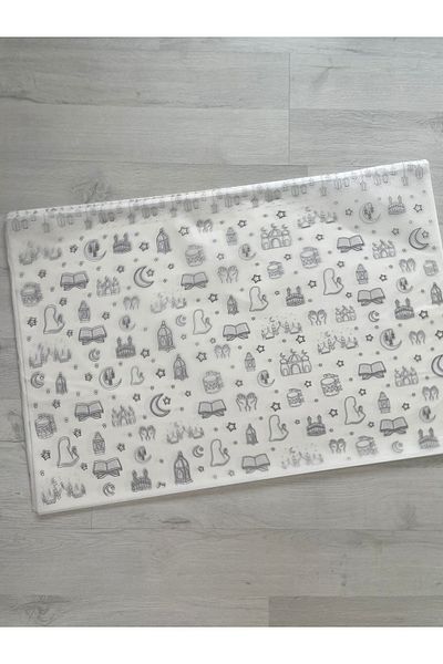 eylülün etiket fabrikası Ramadan Themed Black Design Plush Paper / Ramadan Themed Packaging Paper 70-50 cm - 50 Pieces
