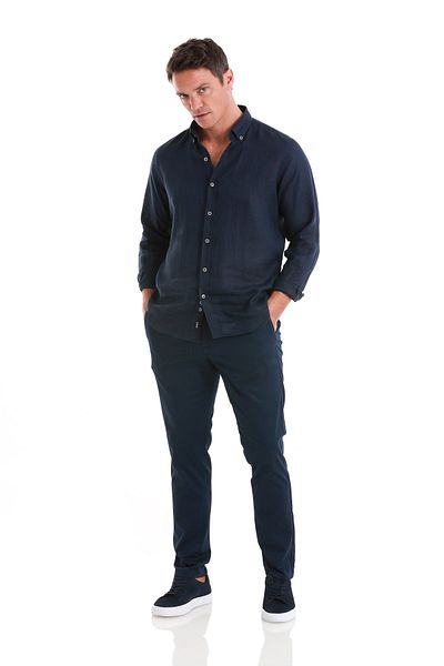 Hatemoğlu Navy Blue Regular Fit - Straight Side Pocket Cotton Jogger Canvas Trousers