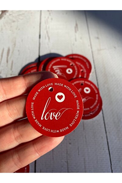 eylülün etiket fabrikası Made With Love Yapışkansız Etiket - 5 Cm. - Sevgilil...