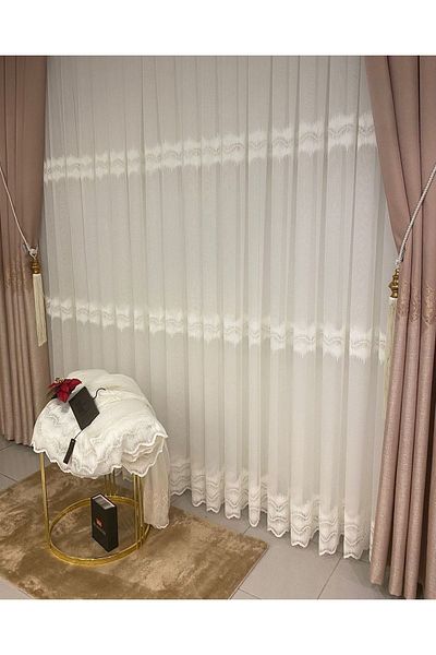 NİVEMESHOME 1/3 Alpinia Textured Tight Pleat Tulle Curtain