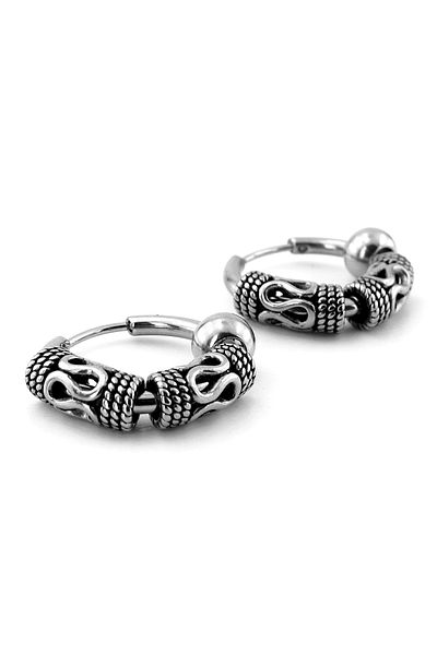 Solfera Unisex Men's Earrings - Tribal Patterns, Stainless Steel Hoop, Surgical ER116
