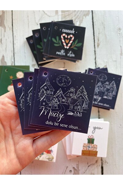 eylülün etiket fabrikası بطاقة رأس السنة 5.5 سم. أتمنى لك عامًا مليئًا بالمعج...