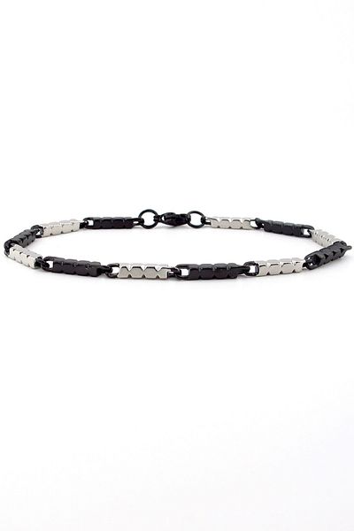 Solfera Men's Bracelet BL178 - Black and White Double Color, Stick Stainless Steel