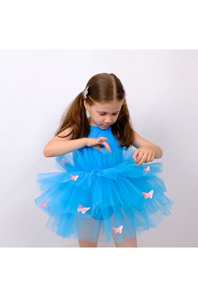 sara tasarım Girl's Butterfly Detailed Tutu Skirt Ballerina Dress