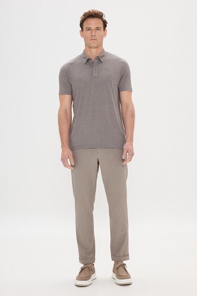 ALTINYILDIZ CLASSICS Jacquard Brown Polo Neck Slim Fit T-Shirt