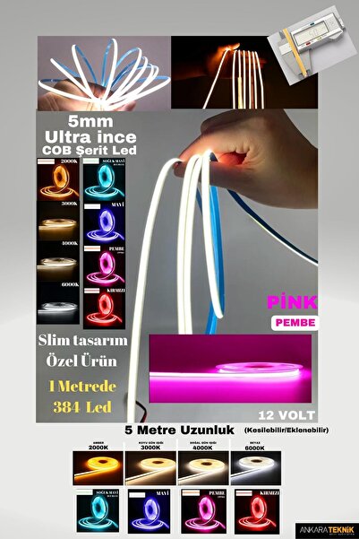 ankarateknik Ultra Ince 5mm. Kalınlık Cob Şerit Led Neon Gibi Yanar. 1 Metred...