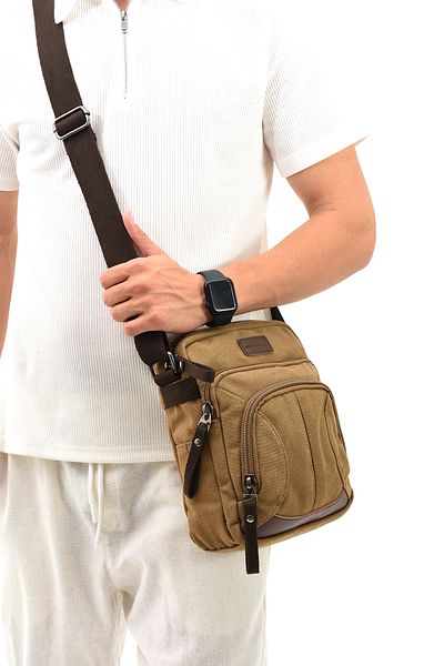 By Hakan eba-5067 Μπεζ πάνινη τσάντα ώμου - Messenger Bag