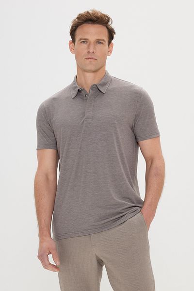 ALTINYILDIZ CLASSICS Jacquard Brown Polo Neck Slim Fit T-Shirt
